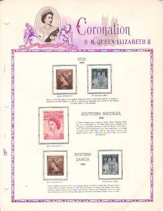 1953 Coronation of Queen Elizabeth II Omnibus stamp issue on White Ace Pages